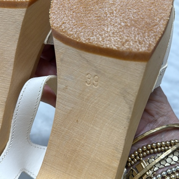 Anthropologie | Swedish Hasbeens White Flower Leather Clog Sandal Size 39 - Picture 11 of 15